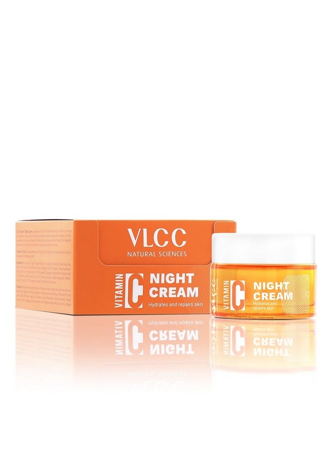 VLCC Vitamin C Night Cream - 50g | Reduce Fine Lines, and Wrinkles | Hydrates & Repairs Skin | With 15% Vitamin C, Vitamin E, Hyaluronic Acid, and Rosehip Seed Oil.