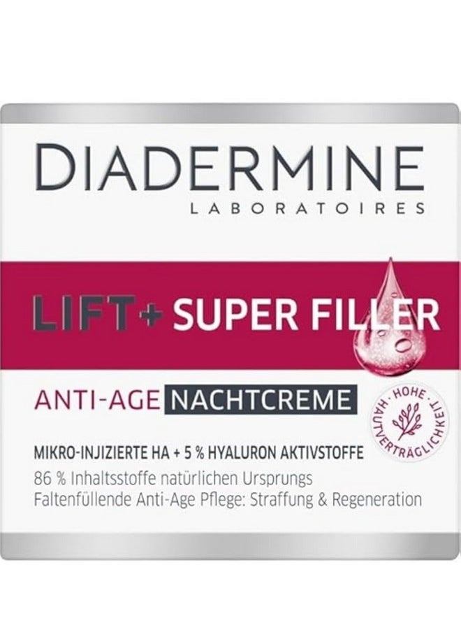 Diadermine Lift + Superfiller Hyaluron Anti-Age Night Cream - 1.76 Fl.oz (50 ml)