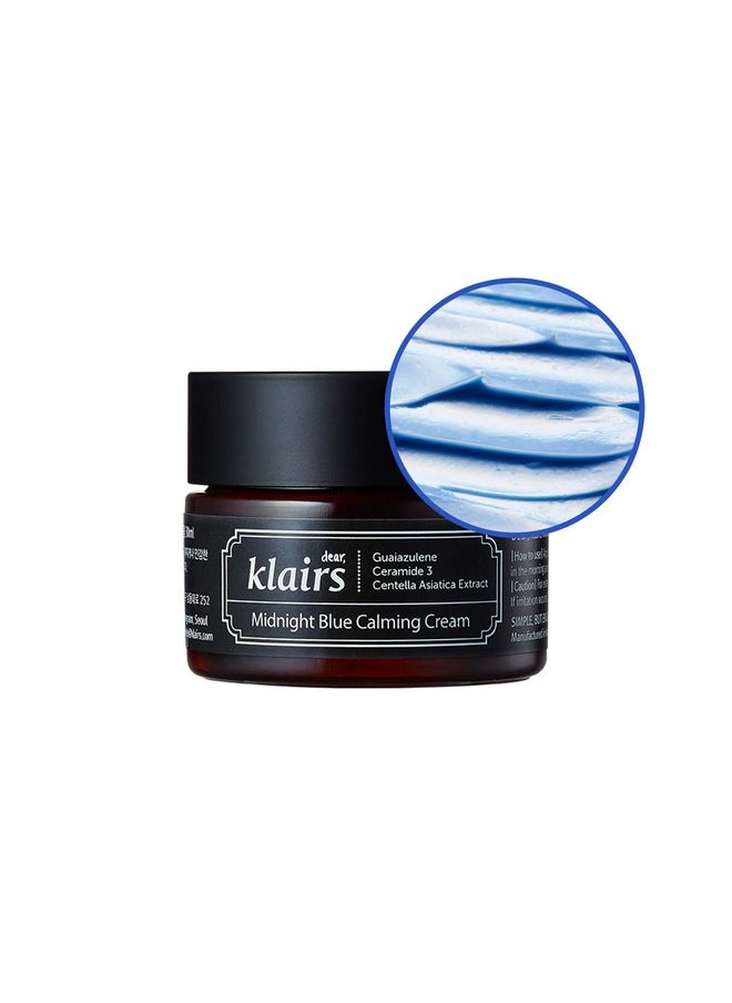 DearKlairs] Midnight Blue Calming Cream, Soothing, Redness Relief Moisturizer, Hydrating, Fast Absorbing, Light Texture for Easy Use, Sensitive Skin Friendly (1.01 Fl Oz (Pack of 1))