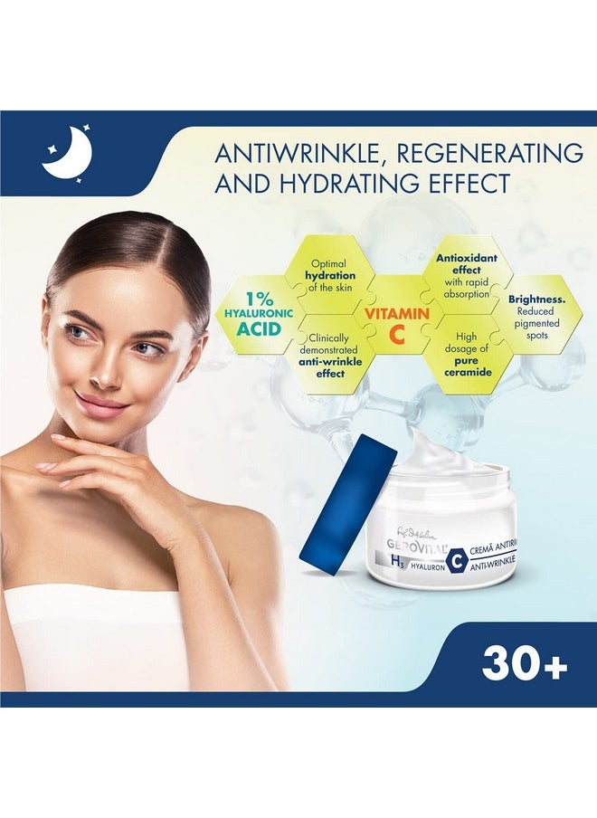 GEROVITAL HYALURON C Anti-Wrinkle Night Face Cream with Hyaluronic Acid, Vitamin C and E, Moisturizing and Regenerating Effect, for Dry, Normal Skin, 50 ml