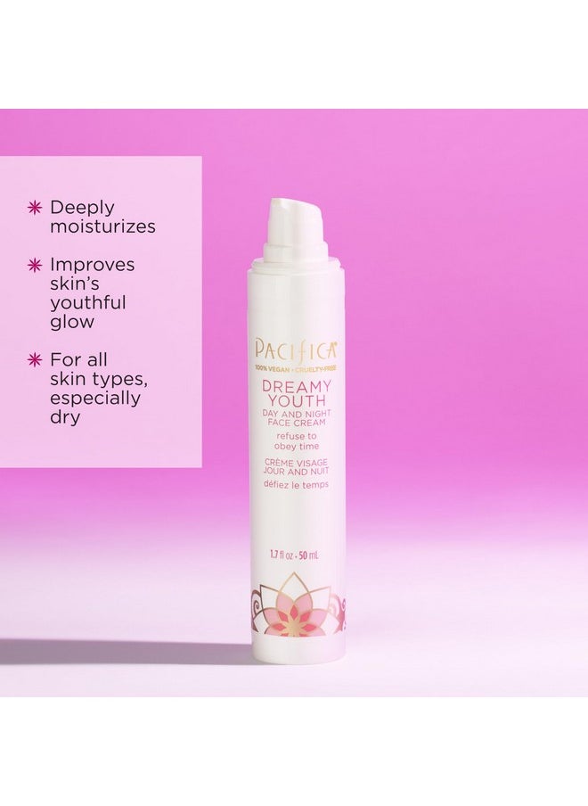 Pacifica Beauty Dreamy Youth Day and Night Face Cream - 1.7 Fl Oz (Pack of 2)- Moisturizer - For Dry and Aging Skin - Peptides, Grapeseed Oil, Floral Stem Cells - Sulfate + Paraben Free - Vegan and Cruelty Free
