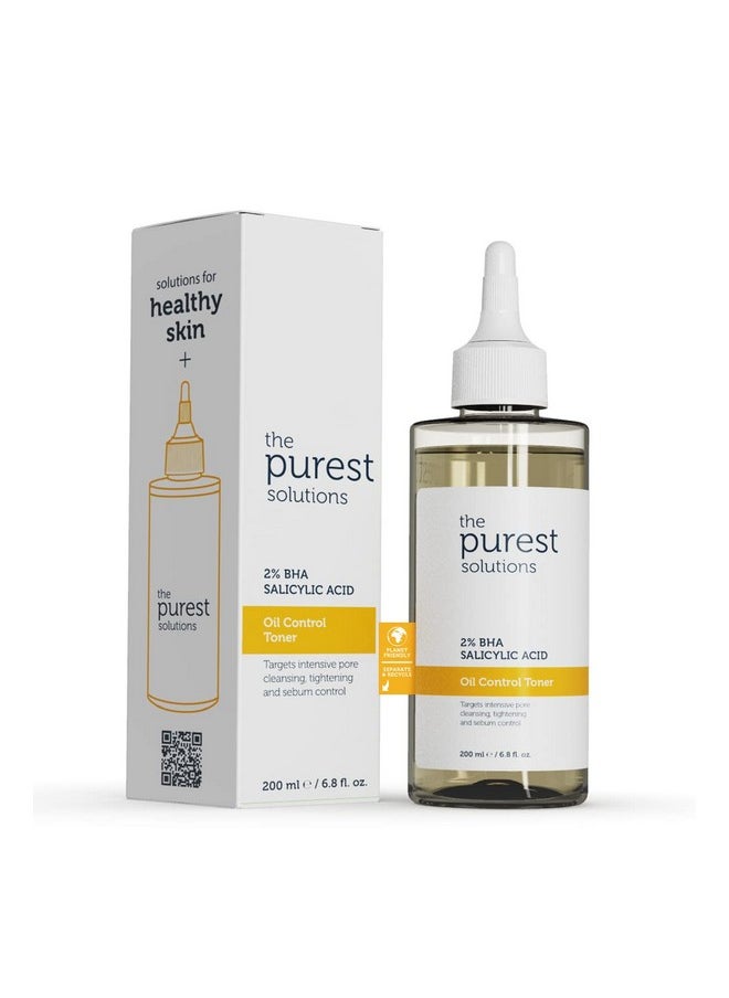 The Purest Solutions Oil Control Toner (2% BHA Salicylic Acid) - Oily, Pore Balancing Toner for Acne & Scarred Skin - Blackhead Targeted Formula - Vegan | Cruelty Free | Eco Friendly (6.76 fl. oz)