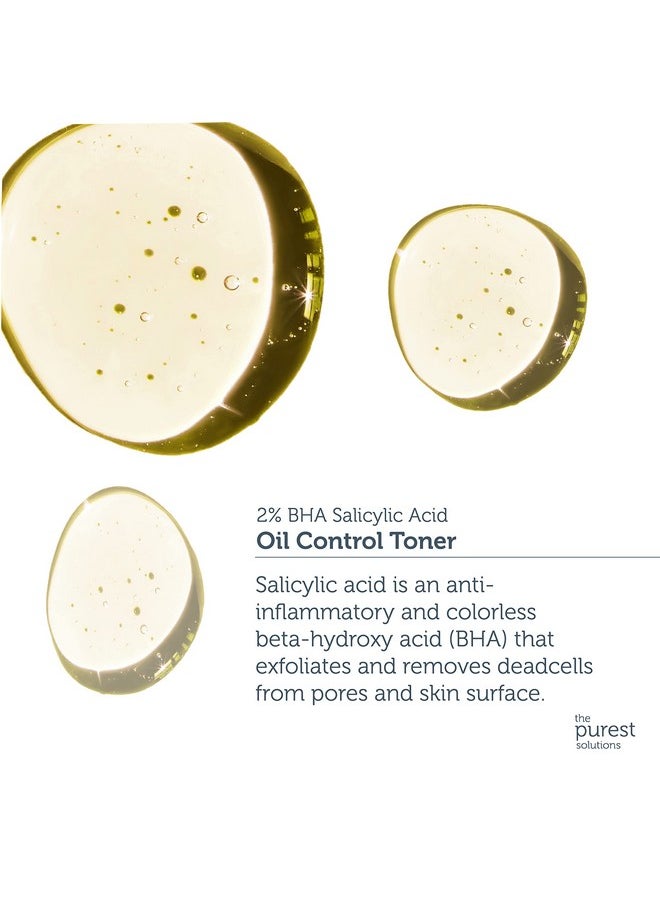 The Purest Solutions Oil Control Toner (2% BHA Salicylic Acid) - Oily, Pore Balancing Toner for Acne & Scarred Skin - Blackhead Targeted Formula - Vegan | Cruelty Free | Eco Friendly (6.76 fl. oz)