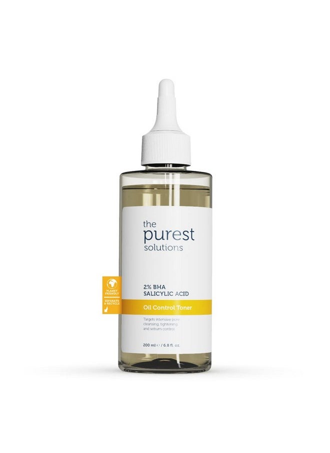 The Purest Solutions Oil Control Toner (2% BHA Salicylic Acid) - Oily, Pore Balancing Toner for Acne & Scarred Skin - Blackhead Targeted Formula - Vegan | Cruelty Free | Eco Friendly (6.76 fl. oz)