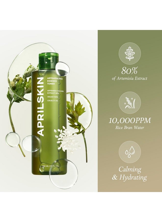 APRILSKIN Artemisia Korean Rice Toner | 100% Korean Mugwort | Hydration Boost Facial Toner | Vegan, Cruelty Free, Low pH, | No sulfates and Artificial Fragrance | Korean Skin Care | 6.76 oz
