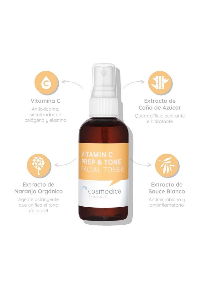 Vitamin C Prep & Tone (4oz) Facial Toner and Prep, Minimize Pores and Remove Excess Dirt, Oil, and Make-Up- Best Vitamin C for Skin