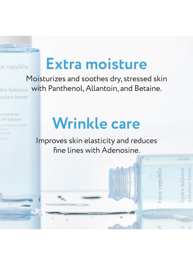 Face Republic Hydro Balance Solution Toner 160ml 5.41 fl oz | Hydrating & Balancing | Hyaluronic Acids, Panthenol, Adenosine | Soft, Plump Skin