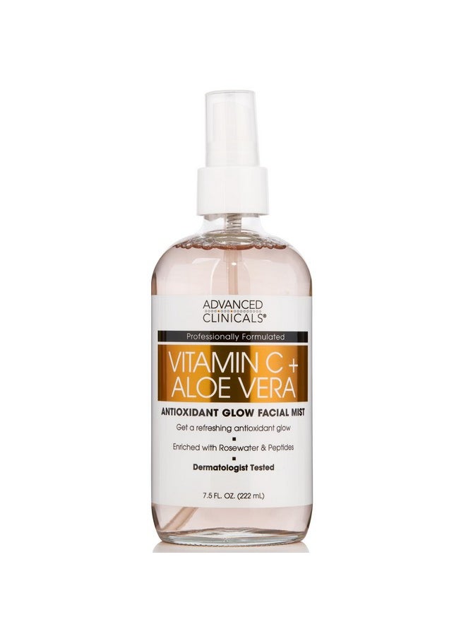 Advanced Clinicals Vitamin C Face Toner W/Ferulic Acid & Rosewater, Antioxidant Facial Mist Spray For Face, Skin Refreshing, Hydrating, & Non-Greasy Instant Hydration Facial Spray, Large 8 Fl Oz