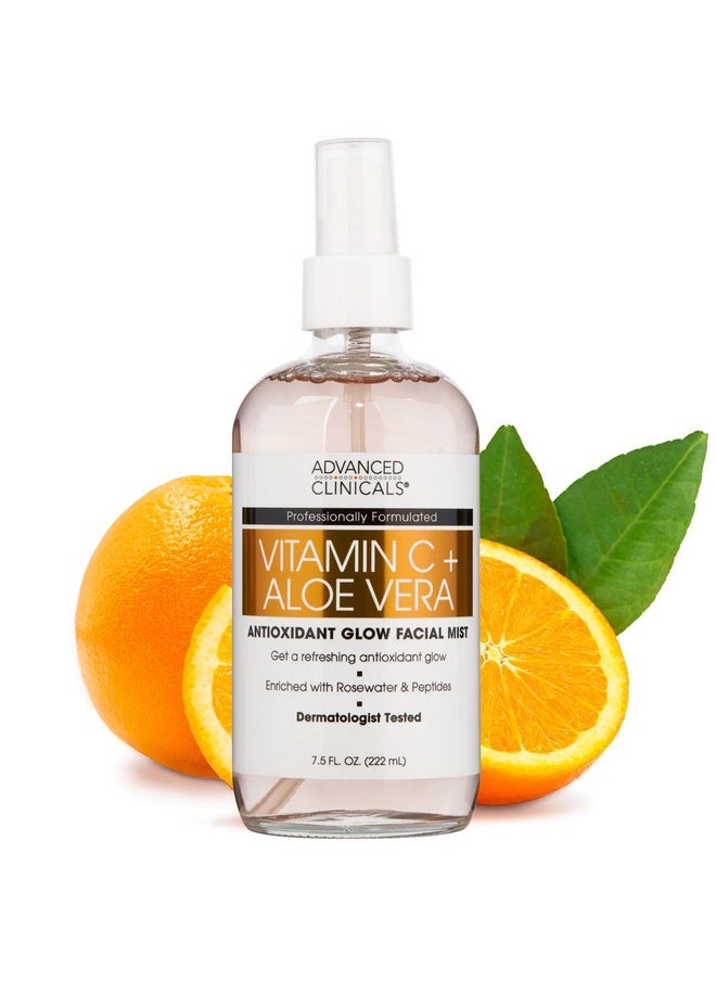 Advanced Clinicals Vitamin C Face Toner W/Ferulic Acid & Rosewater, Antioxidant Facial Mist Spray For Face, Skin Refreshing, Hydrating, & Non-Greasy Instant Hydration Facial Spray, Large 8 Fl Oz