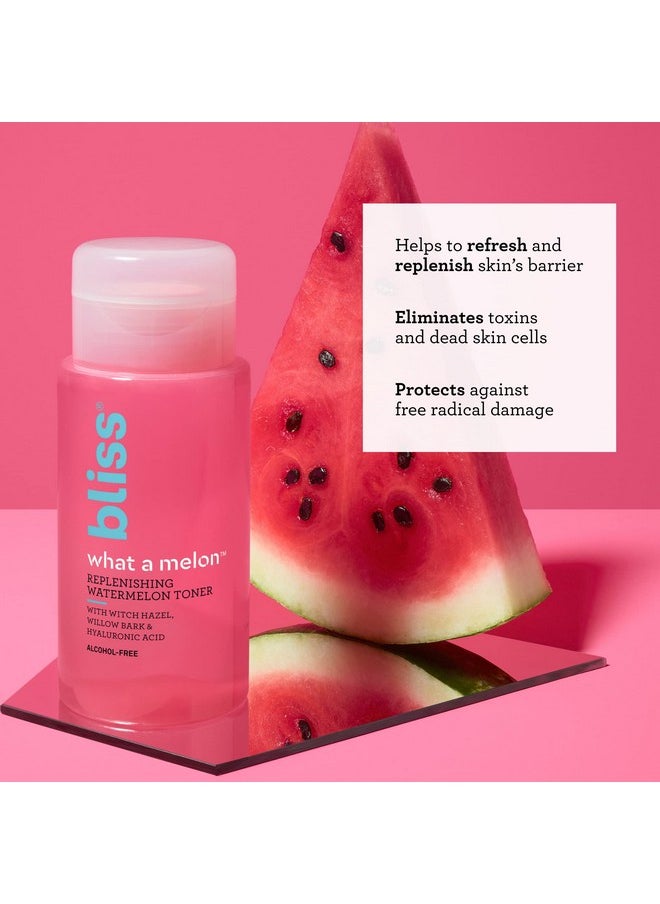 Bliss What a Melon Replenishing Watermelon Hyaluronic Acid Toner - 7 Fl Oz - Witch Hazel & Willow Bark - Hydrates, Refreshes and Energizes Tired Skin - Clean - Vegan & Cruelty-Free