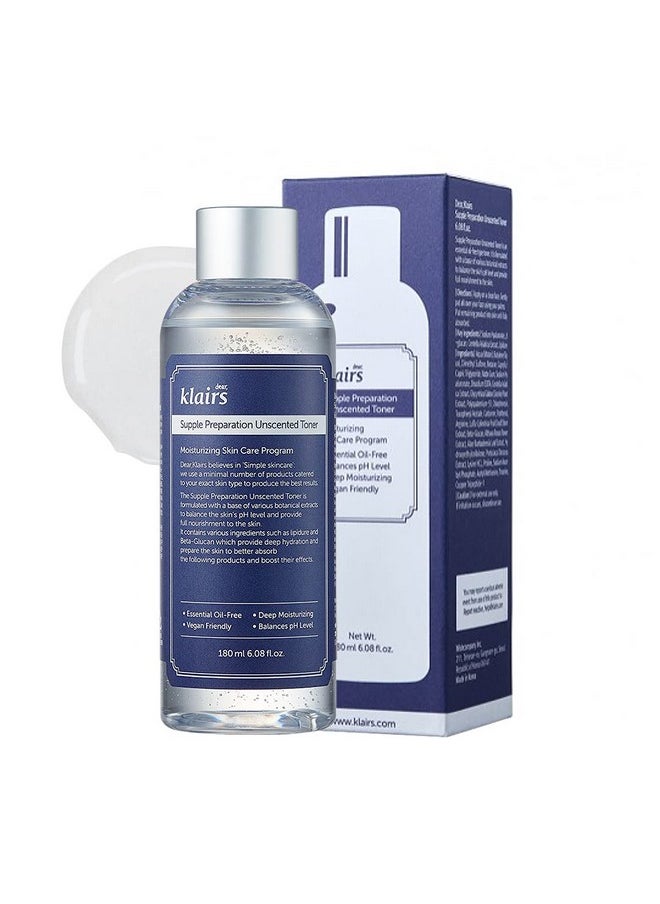 [KLAIRS] Supple Preparation Unscented Toner 6.08 fl oz, Lightweight, Essential Oil-Free, Alcohol Free, Packaging Changed