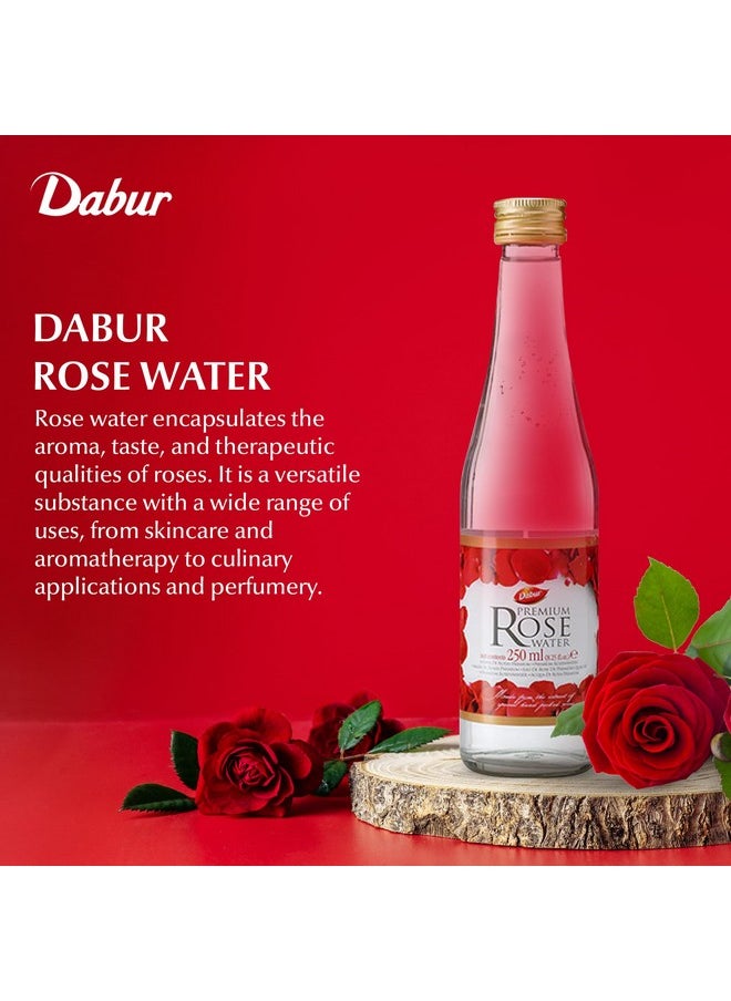 Dabur Rose Water - Elevate Your Culinary Artistry & Unveil Glowing Skin w/Handpicked Red Roses - Aromatic Elixir Perfect for Enhancing the Flavors of Your Dishes & Reveals Your Beauty - 250ML