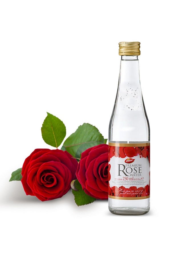 Dabur Rose Water - Elevate Your Culinary Artistry & Unveil Glowing Skin w/Handpicked Red Roses - Aromatic Elixir Perfect for Enhancing the Flavors of Your Dishes & Reveals Your Beauty - 250ML