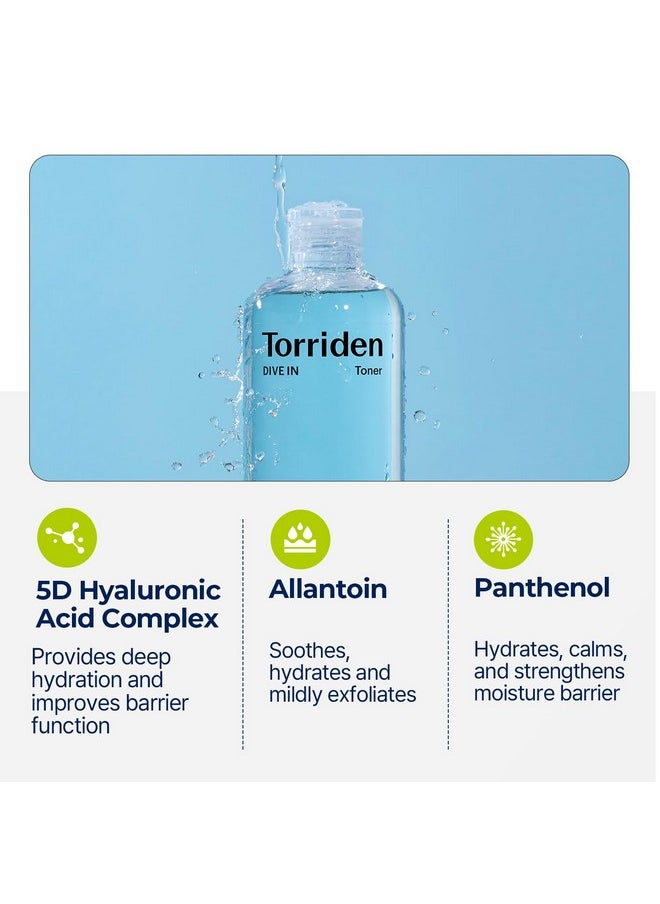 Torriden Dive-in Low-Molecular Hyaluronic Acid Toner 10.14 fl oz | Low pH Facial Toning Water That Hydrates and Moisturizes Sensitive, Dehydrated, Oily Skin | Vegan Korean Skin Care