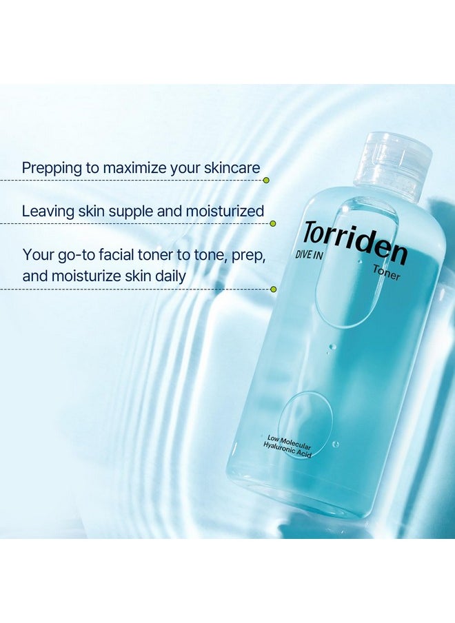 Torriden Dive-in Low-Molecular Hyaluronic Acid Toner 10.14 fl oz | Low pH Facial Toning Water That Hydrates and Moisturizes Sensitive, Dehydrated, Oily Skin | Vegan Korean Skin Care