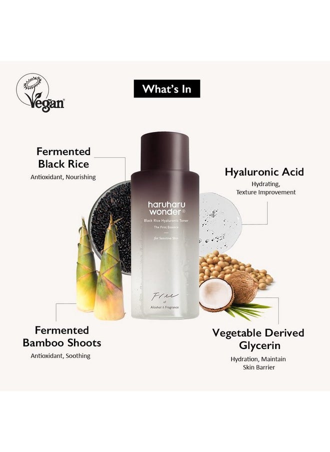 Haruharu Wonder Black Rice Hyaluronic Toner for Sensitive Skin 5.1 fl.oz / 150ml | Alcohol Free, Fragrance Free | Vegan, Crurelty Free, EWG-Green