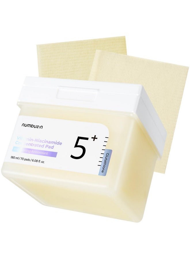numbuzin No.5+ Vitamin-Niacinamide Concentrated pad | Double- Sided Pad with Glutathione, Niacinamide, PHA & LHA | Exfoliation, Dark Spot, Hyperpigmentation Care | 180ml/70 Pads/6.08 Fl Oz