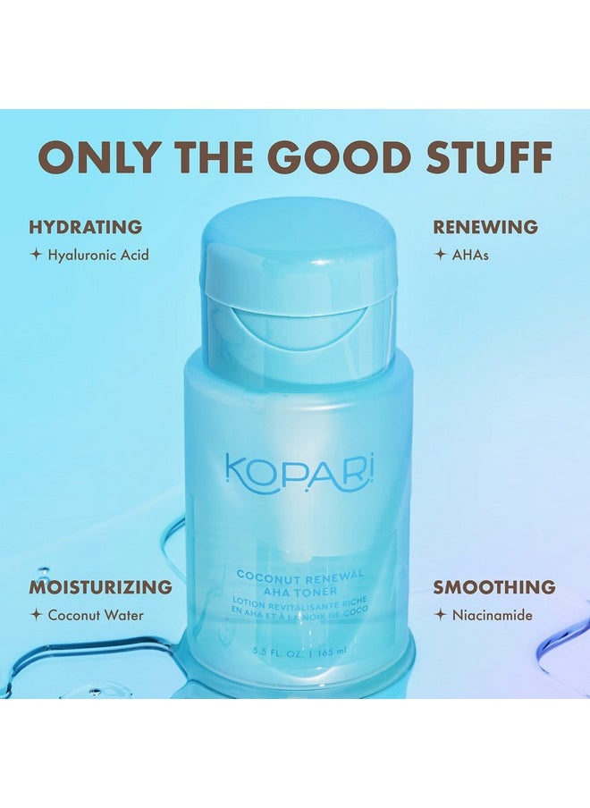 Kopari Coconut Renewal AHA Toner, Infused with 8.6% Triple-Powered AHA, Resurface Skin & Minimize Appearance of Pores, Hydrating Coconut Water, 5.5 oz
