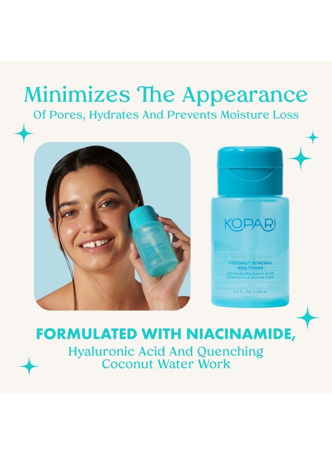 Kopari Coconut Renewal AHA Toner, Infused with 8.6% Triple-Powered AHA, Resurface Skin & Minimize Appearance of Pores, Hydrating Coconut Water, 5.5 oz