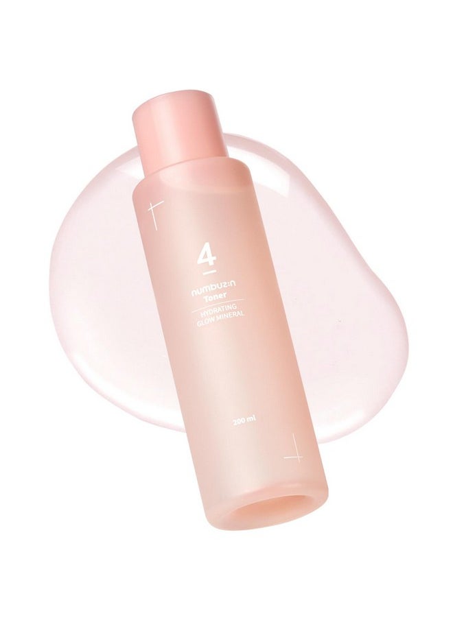 numbuzin No.4 Hydrating Glow Mineral Toner | Thermal Water, Hyaluronic Acid, Niacniamide | Deep Hydration, Glowy Skin, Makeup Booster, Gentle Exfoliation, Soothing | 6.76 Fl Oz