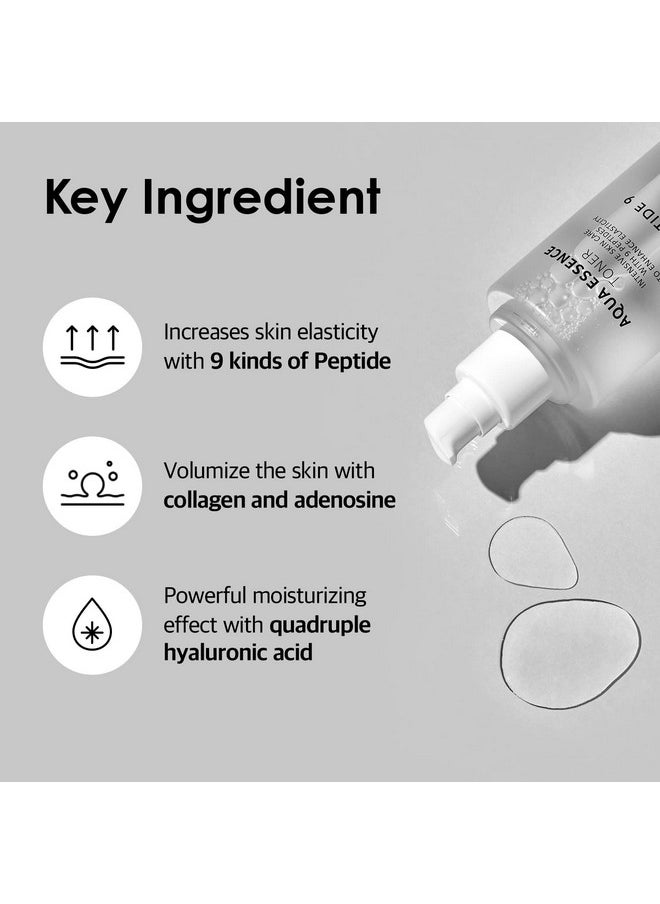 [MEDI-PEEL] Aqua Essence Peptide 9 Toner 8.45 fl oz / 250ml | Anti-Aging Water Glow Up Toner, Collagen Firming Toner | Korean Skincare, For All Skin Types
