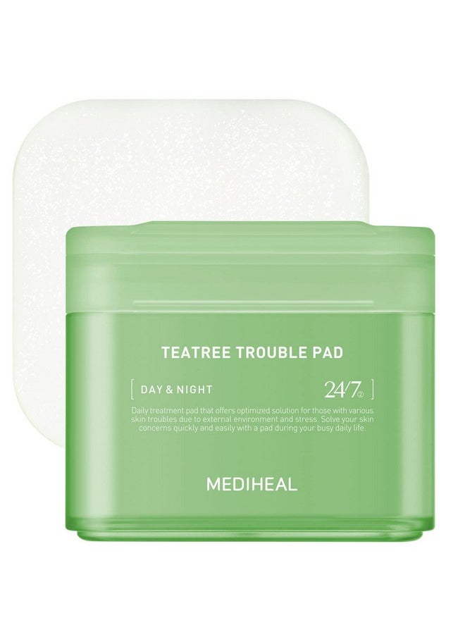 MEDIHEAL Teatree Trouble Facial Toner Pads with Tea Tree & Lactobacillus - Soothing Cotton Pads for Sensitive & Acne Prone Skin - Vegan Face Gauze, 100 Pads