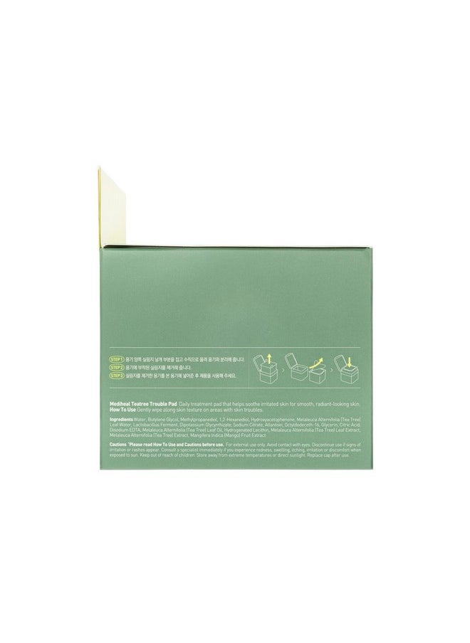 MEDIHEAL Teatree Trouble Facial Toner Pads with Tea Tree & Lactobacillus - Soothing Cotton Pads for Sensitive & Acne Prone Skin - Vegan Face Gauze, 100 Pads