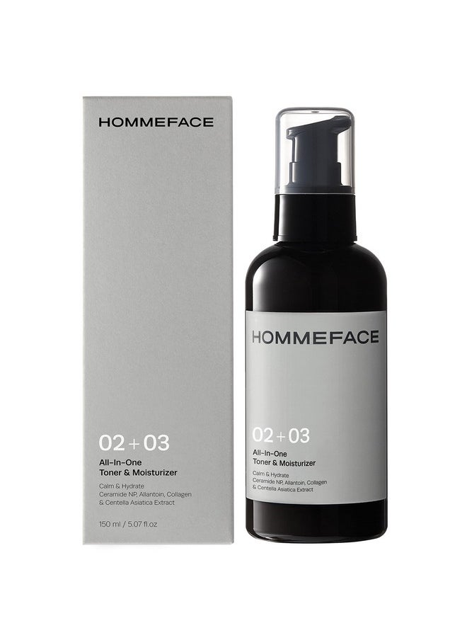 HOMMEFACE All-in-One Face Toner & Moisturizer for Men, 5.07 fl. oz., Lightweight, Alcohol-Free, After Shaving, for Dry, Combination & Oily Skin