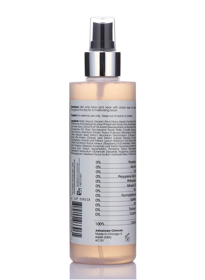 Advanced Clinicals Vitamin C Glow Facial Mist Toner for Face W/Rosewater, Ferulic Acid, & Peptides. Vitamin C Antioxidant Moisturizer Face Mist Provides Instant Skin Hydration, Non-Greasy, 8 Fl Oz
