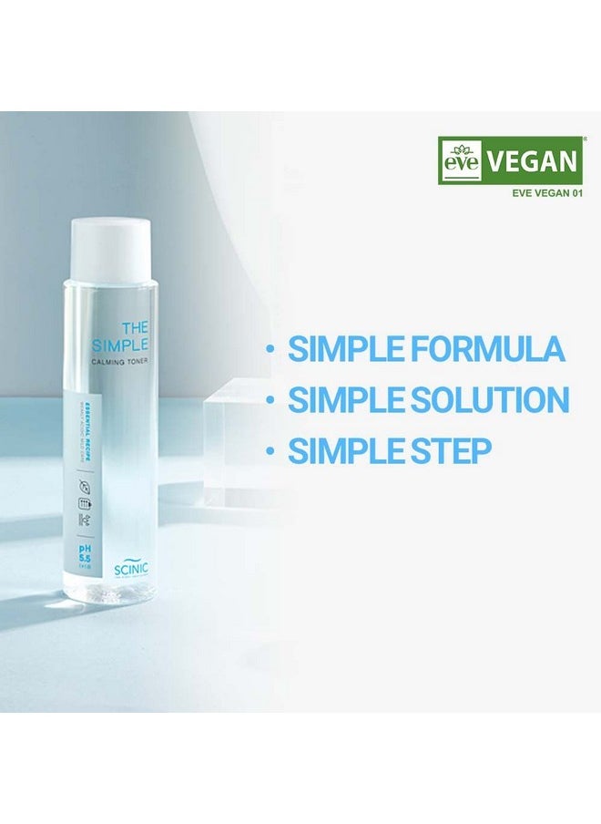 SCINIC The Simple Calming Toner, pH 5.5, 4.90 fl oz (145 ml) | Vegan Face Astringent for Sensitive and Irritated Skin | Fresh Watery Texture | PH-Balanced Mild Toner | Korean Skincare