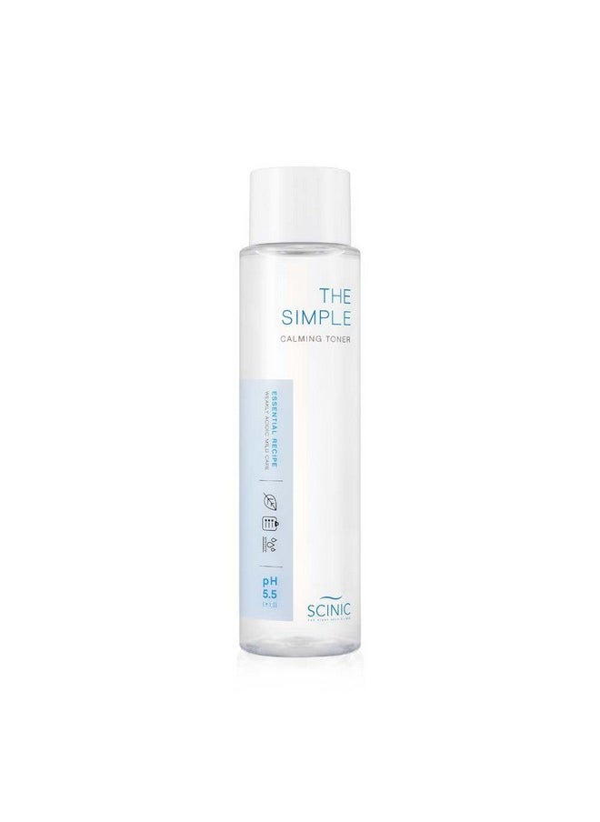 SCINIC The Simple Calming Toner, pH 5.5, 4.90 fl oz (145 ml) | Vegan Face Astringent for Sensitive and Irritated Skin | Fresh Watery Texture | PH-Balanced Mild Toner | Korean Skincare