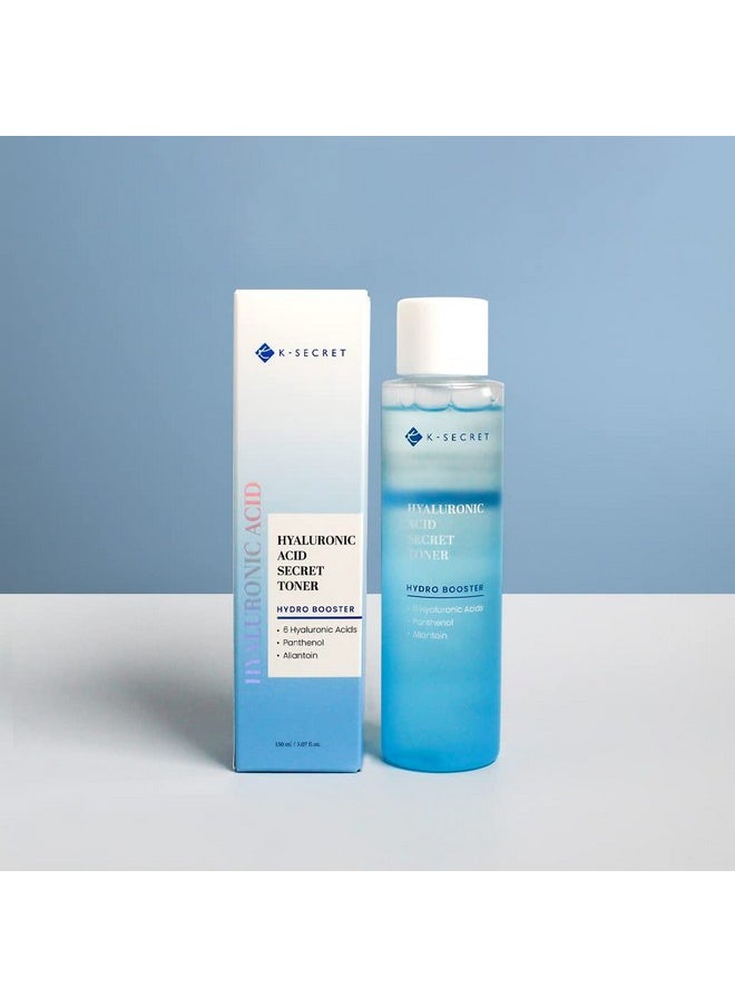 KSECRET Hyaluronic Acid Toner, 5.07fl.oz / 150ml | Korean Skincare | Alcohol Free Hydrating Toner for All Skin Types with 6 Types hyaluronic Acid, panthenol & Allantoin