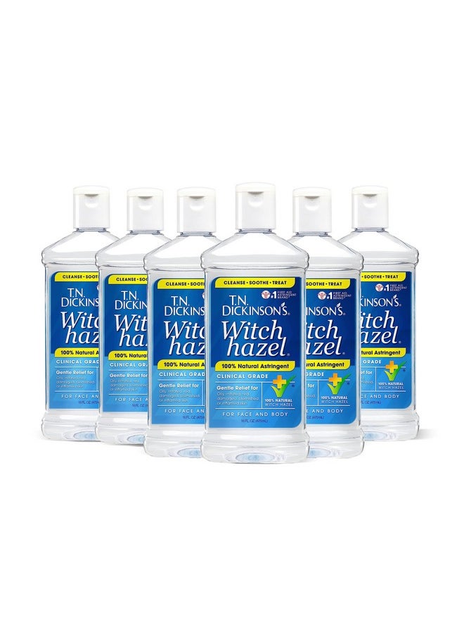 T.N. Dickinson's Witch Hazel Astringent for Face and Body, 100% Natural, 6 Count