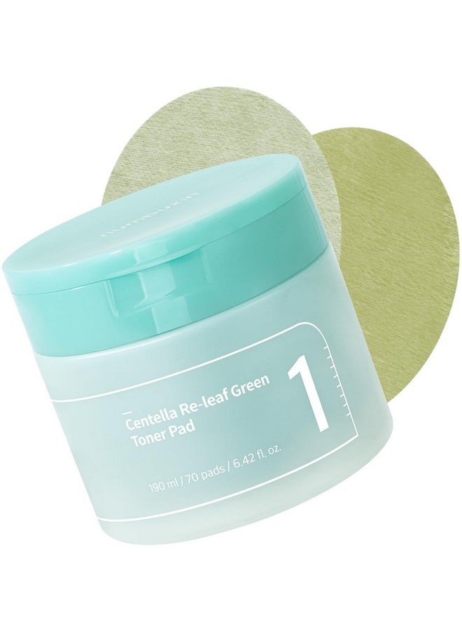numbuzin No.1 Centella Re-leaf Green Toner Pad | Double-Sided Toner Pads with Centella Asiatica, Heartleaf, Licorice Root | Calming, Hydrating, Exfoliating | Korean Skincare | 70 Pads/6.42 fl. oz.
