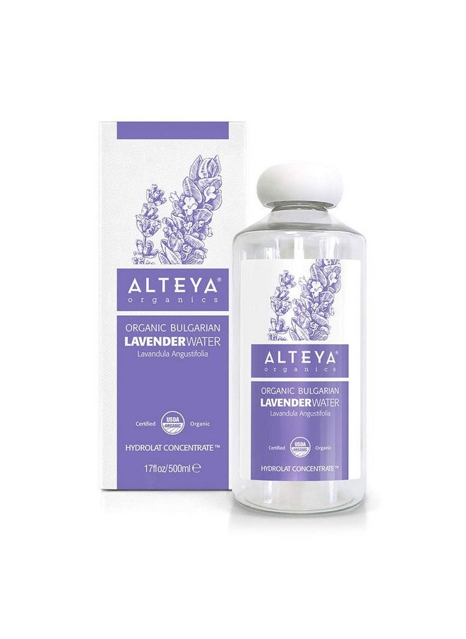 Alteya Organics Lavender Water USDA Certified Organic Facial Toner, 17 Fl Oz/500mL Pure Bulgarian Lavandula Angustifolia Flower Water, Award-Winning Moisturizer BPA-Free Bottle with Reducer