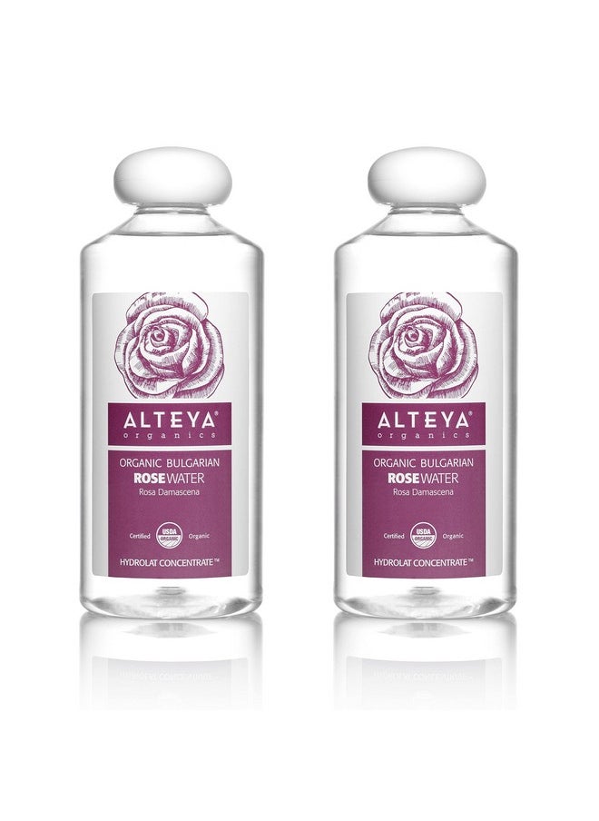 Alteya Organics Rose Water, Organic Facial Toner, 34 Fl Oz/ 2x17 Fl Oz Bundle, Pure Bulgarian Rosa Damascena Flower Water, Award-Winning Moisturizer, BPA-Free Bottle with Reducer