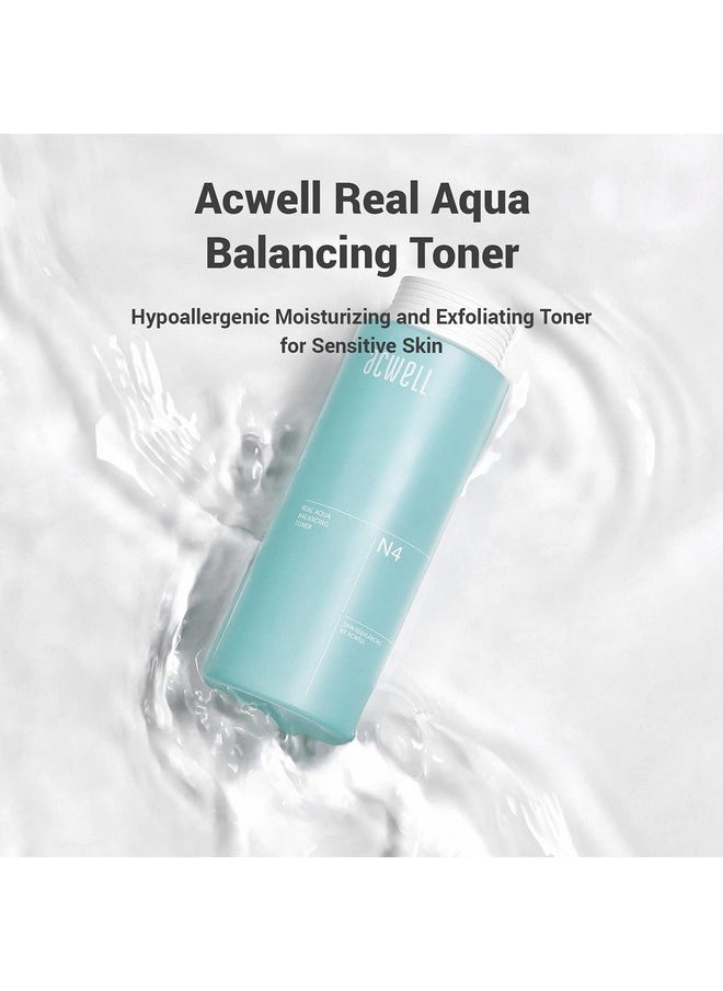 ACWELL Real Aqua Balancing LHA Hydrating & Exfoliating Facial Toner 5.4 fl.oz. - with Mineral Water pH Balancing Toner for Strengthening Skin Moisture Barrier for Sensitive Skin
