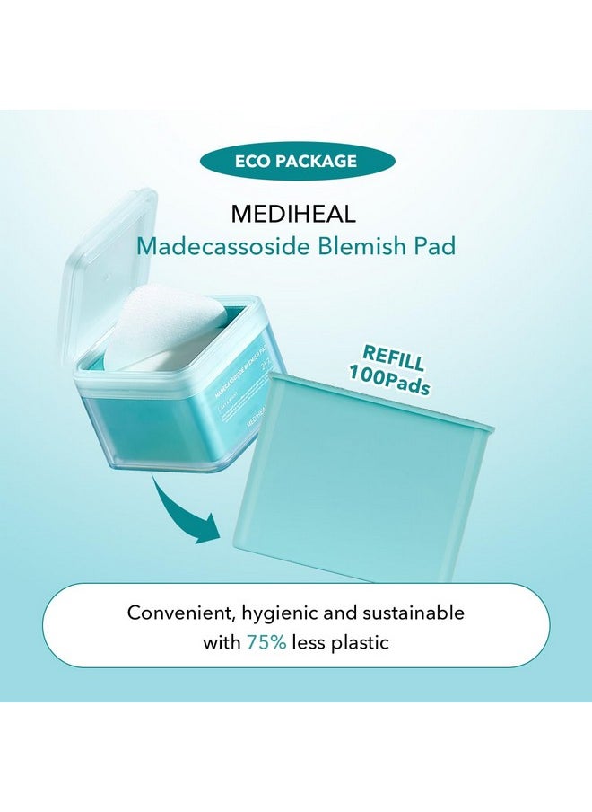(Only Refill) Mediheal Madecassoside Blemish Pad (100 Pads) - Cotton Facial Toner Pads for Anti Blemish to Improved Uneven Skin Tone - Vegan Gauze Pads