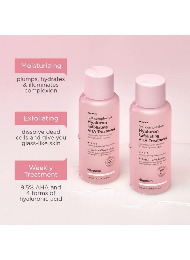 Hanskin Real Complexion Hyaluron Exfoliating AHA Treatment, Exfoliating Toner, Hydrating Skin Booster [5.07 fl. oz. (150ml)]