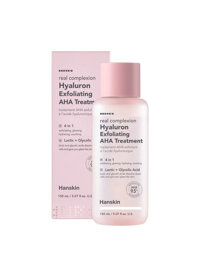 Hanskin Real Complexion Hyaluron Exfoliating AHA Treatment, Exfoliating Toner, Hydrating Skin Booster [5.07 fl. oz. (150ml)]