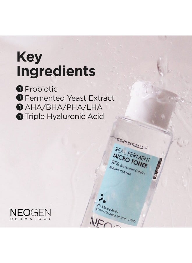 [K-Beauty] Neogen Dermalogy Real Ferment Micro Toner | Gentle Face Toner w/Triple Hyaluronic Acid & AHA, BHA, PHA, LHA Gentle Exfoliation 5.07 fl oz