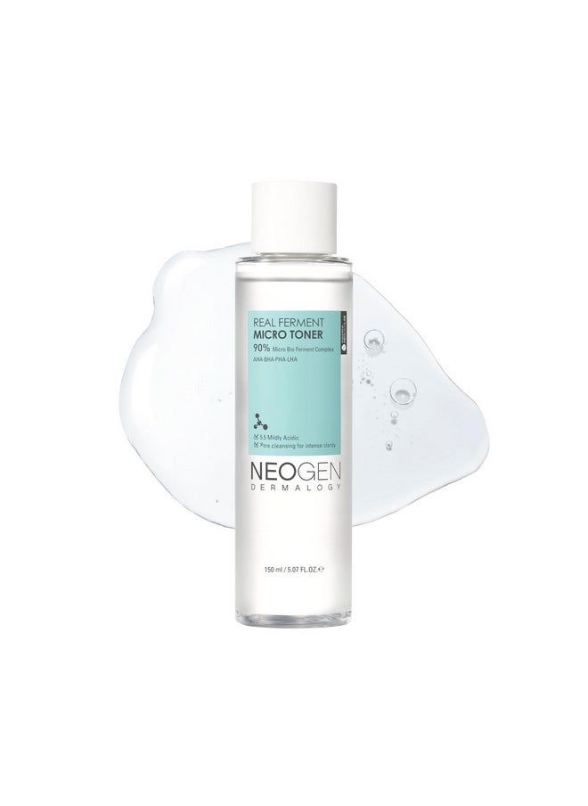 [K-Beauty] Neogen Dermalogy Real Ferment Micro Toner | Gentle Face Toner w/Triple Hyaluronic Acid & AHA, BHA, PHA, LHA Gentle Exfoliation 5.07 fl oz