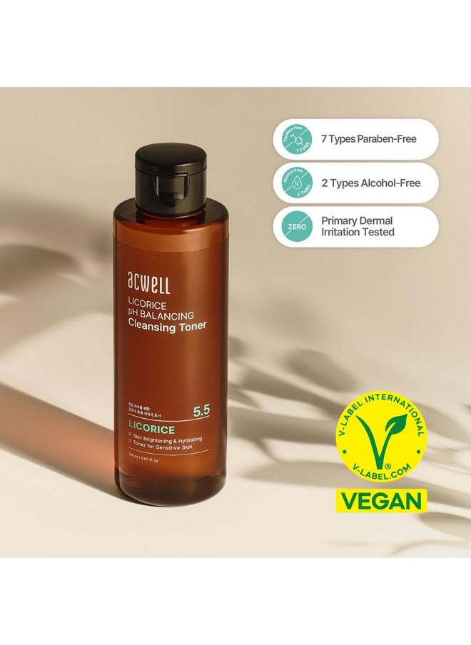 ACWELL Licorice pH Balancing Korean Toner for Cleansing 5.07 fl.oz. - Alcohol-Free PH5.5 Hydrating Facial Astringent - Skin Clarifying & Hydration Boosting Toner