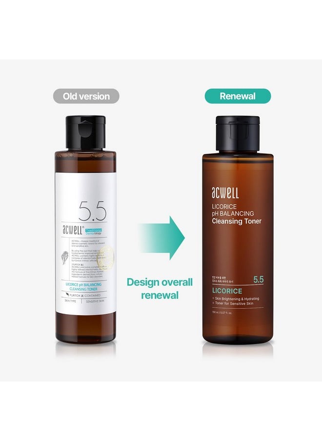 ACWELL Licorice pH Balancing Korean Toner for Cleansing 5.07 fl.oz. - Alcohol-Free PH5.5 Hydrating Facial Astringent - Skin Clarifying & Hydration Boosting Toner