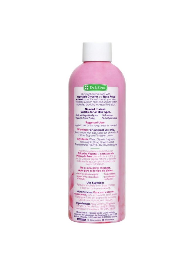 De La Cruz Rose Water and Glycerin for Face - Rosewater Facial Toner and Moisturizer for Skin and Hair 8 fl oz. (236 mL) - 1 Bottle