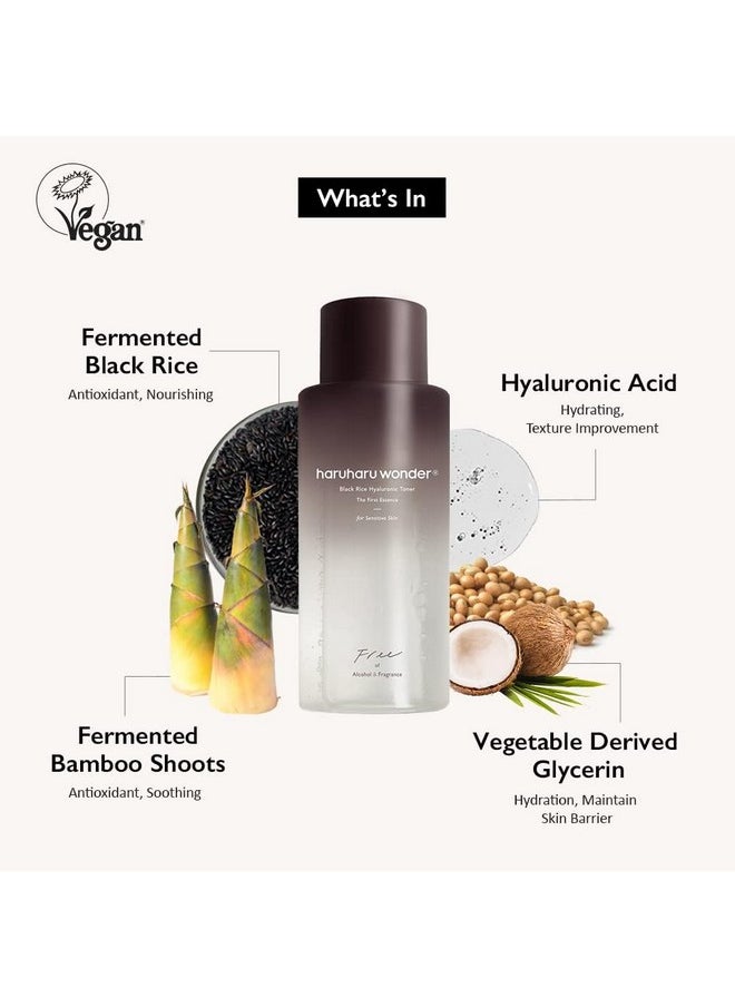 Haruharu Wonder Black Rice Hyaluronic Toner for Sensitive Skin 10.1 fl.oz / 300ml | Alcohol Free, Fragrance Free | Vegan, Crurelty Free, EWG-Green