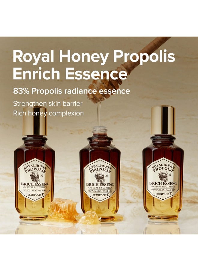 SKINFOOD Royal Honey Propolis Enrich Essence - 63% Black Bee Propolis & 10% Royal Jelly Extract Face Serum - Propolis Serum for Skin, Valentine Day Gift - 1.69 Fl. Oz. (50mL)