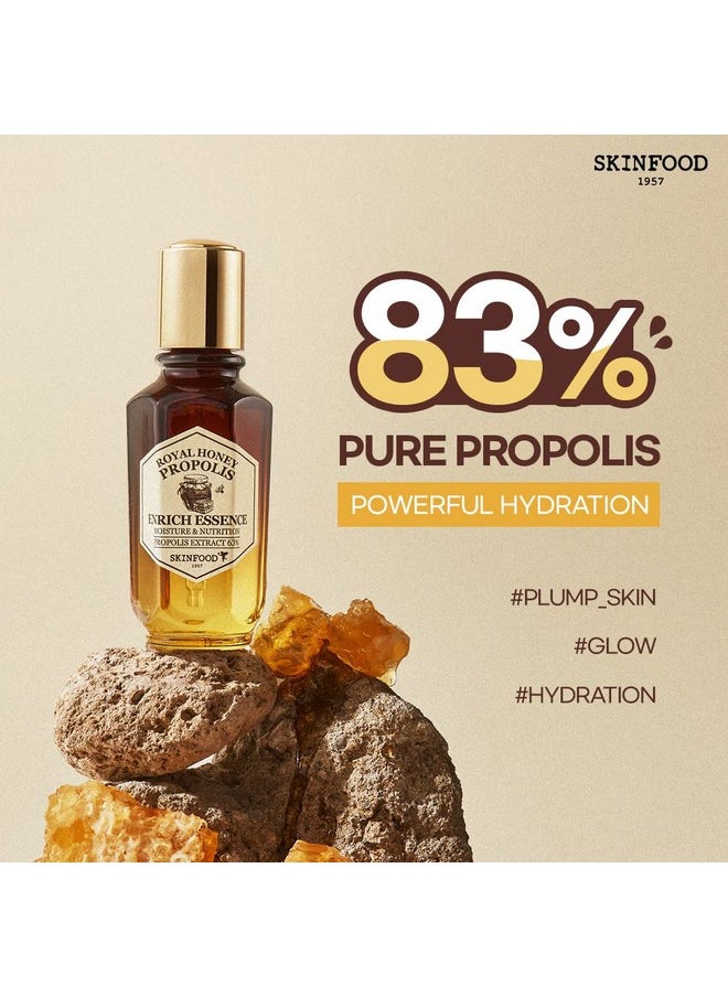 SKINFOOD Royal Honey Propolis Enrich Essence - 63% Black Bee Propolis & 10% Royal Jelly Extract Face Serum - Propolis Serum for Skin, Valentine Day Gift - 1.69 Fl. Oz. (50mL)