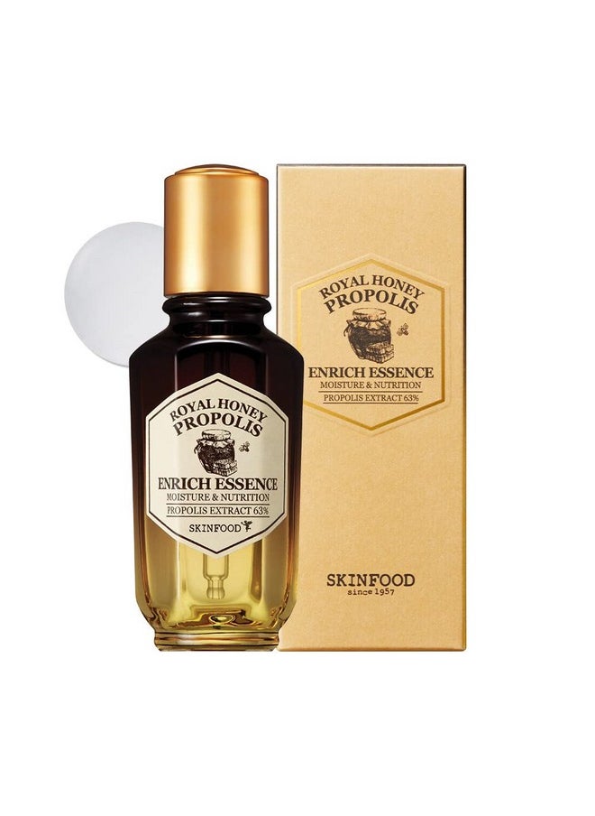 SKINFOOD Royal Honey Propolis Enrich Essence - 63% Black Bee Propolis & 10% Royal Jelly Extract Face Serum - Propolis Serum for Skin, Valentine Day Gift - 1.69 Fl. Oz. (50mL)
