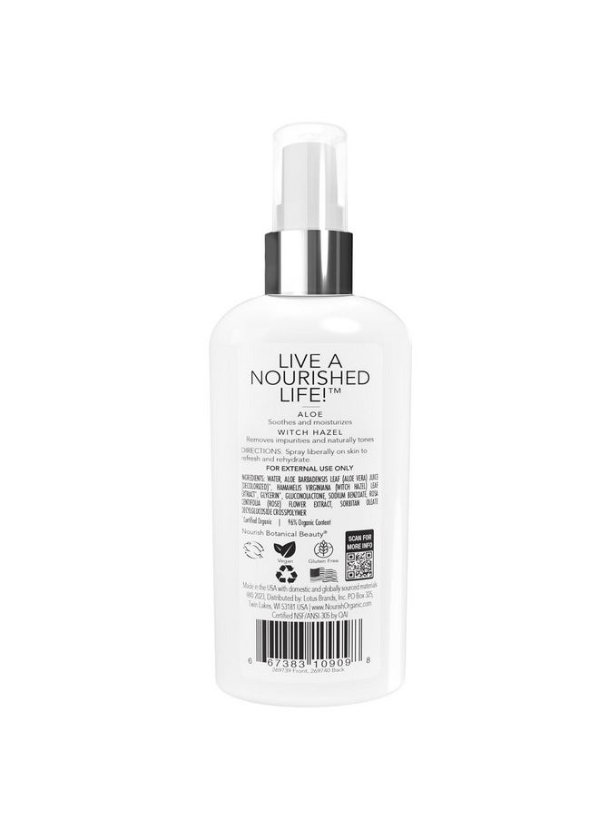 Nourish Organic Face Toner Spray - Alcohol-Free Formula with Witch Hazel, Aloe Vera & Moroccan Rose Flower Extract, 3 Oz + Washable Cotton Round